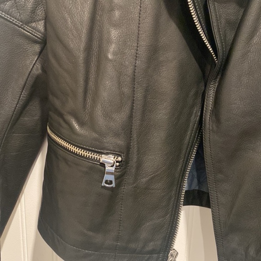 GAP genuine, leather Quilted biker bomber Jacket - Picture 6 of 15
